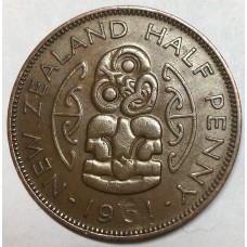 NEW ZEALAND 1961 . HALF 1/2 PENNY . ERROR . MISSING THE 5 IN THE DATE